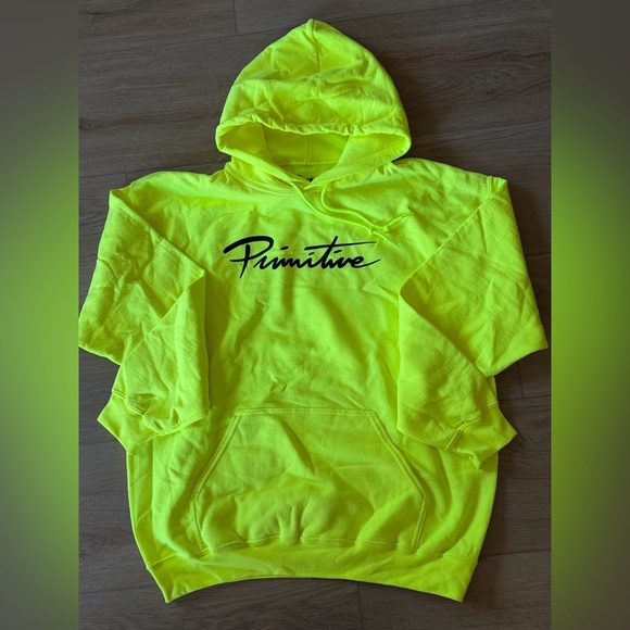 Primitive Hoodie Neon Yellow LARGE NEW - Picture 4 of 5